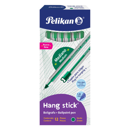 Boligrafo Pelikan Hang Stick Punto Medio 1.00MM Color Verde C/12