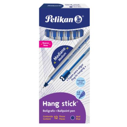 Bolígrafo PELIKAN Hang Stick Azul Punto Mediano 1.0mm C/12 Pza