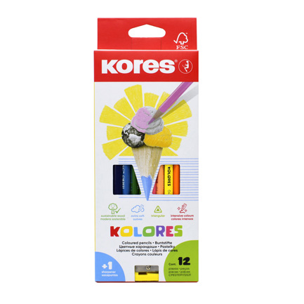 Colores triangulares Kores 3MM estuche C/12