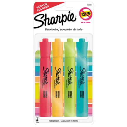 Resaltador Sharpie Tank Colores Fluorescentes C/4 Pzas