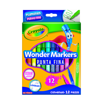 Plumones  Crayola Wonder con 12 piezas