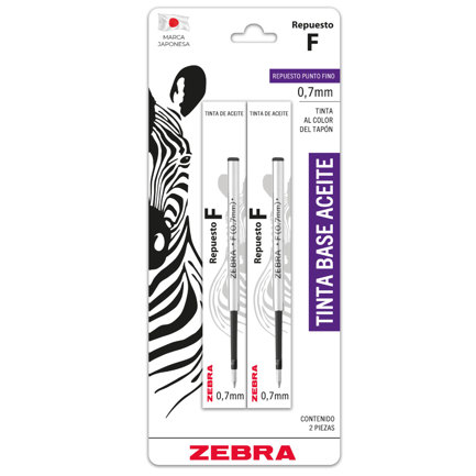 Repuesto Zebra F para Boligrafo F-301A Color Azul B/2 Pzas