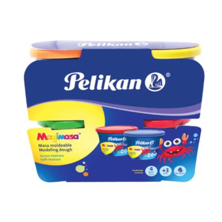 Masa Moldeable Pelikan Magimasa Set con 4 Botes Amarillo Rojo Verde y Azul