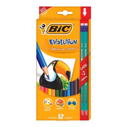 Colores Bic Evolution Mina 3mm Estuche C/12 PZAS