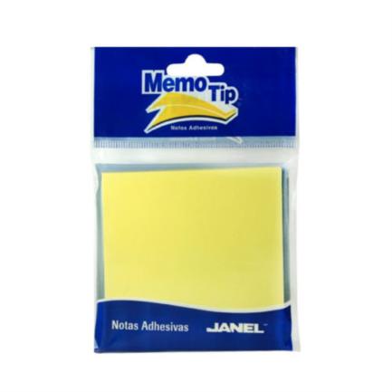 Notas Adhesivas Janel Memo Tip 3x3" en Bolsa Block de 100 Hojas Color Amarillo