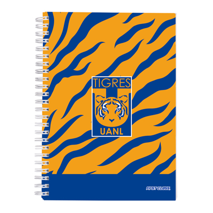 Cuaderno Profesional Dietrix First Class Pasta Dura Doble Arillo 80 Hojas Raya Club Tigres de La Uanl Modelo Corazon
