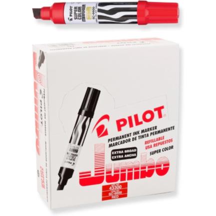 Marcador Permanente Pilot Jumbo SC-6600 Punta Cincel Color Rojo C/12 Pzas