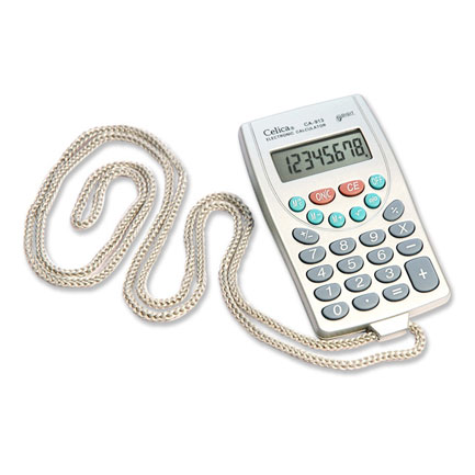 Calculadora Celica mano cordon 8 digitos bateria