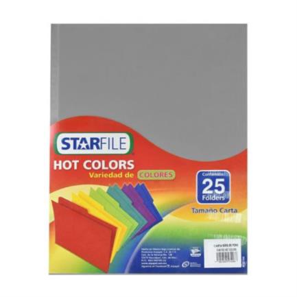 Folder StarFile Hot Colors Tamaño Carta Color Gris 25 Pzas