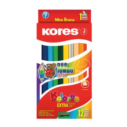 Lapiz bicolor Kores jumbo triangular C/12