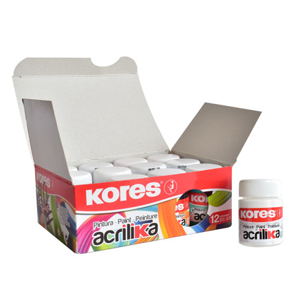 Pintura acrilica Kores 20 ML blanco C/12 botes