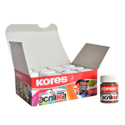 Pintura Kores Acrílica 20ml Color Café C/12 Botes