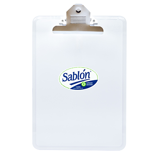 Tabla de plástico Sablón con clip metálico tamaño carta color cristal