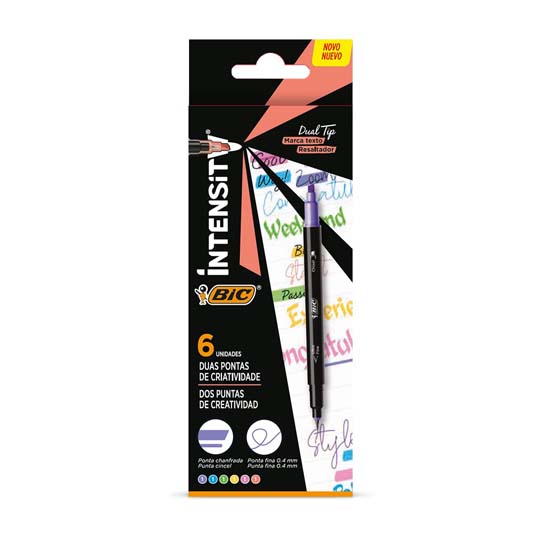 Rotuladores Bic Intensity Doble Punta Punto Fino 0.4 Mm Caja con 6 Piezas