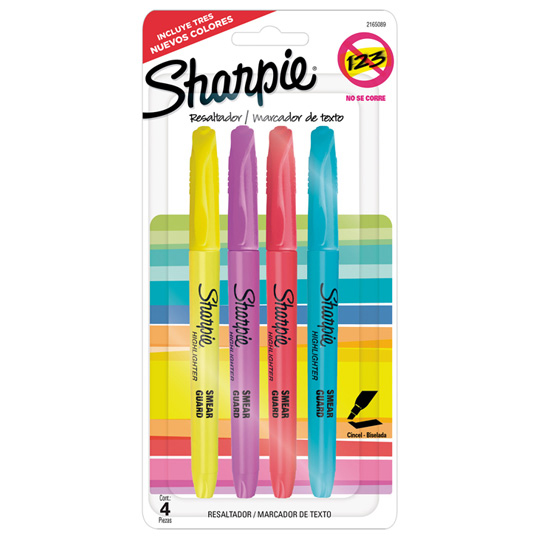 Resaltador Sharpie Pocket Colores Fluorecentes Caja con 4 Piezas
