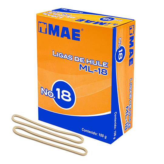 Liga de hule mae no. 18 caja con 100grs.