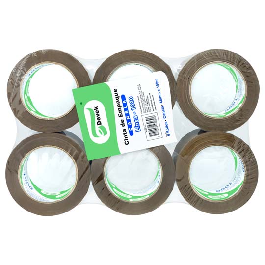 Cinta de empaque canela Devek 48 mm x 150 m, canela 6 pz