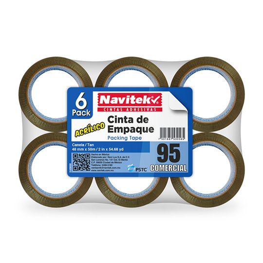 Cinta de Empaque Uso 95 Navitek Canela 48 Mm X 50 M Empaque con 6 PZAS