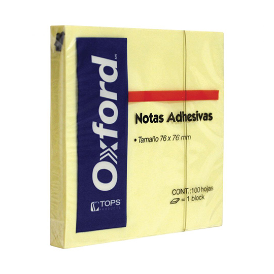 Notas adhesivas Oxford color amarillo 3"x 3" block con 100 hojas