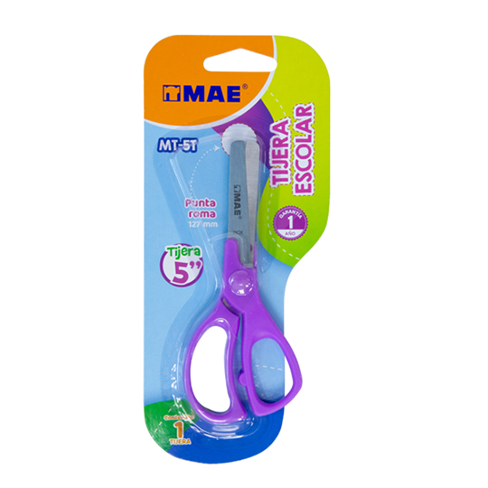 Tijera escolar MAE de 5 pulgadas colores surtidos 1 pieza