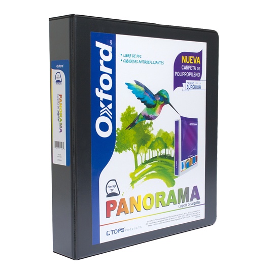 Carpeta panorámica Oxford carta negra herraje de 1.5 pulgadas "D"