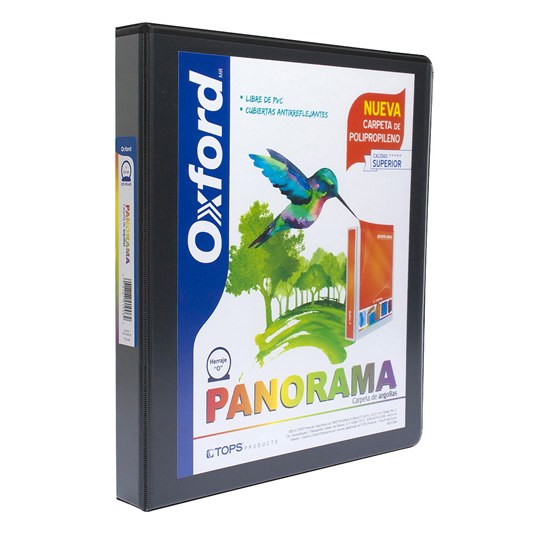 Carpeta panorámica Oxford carta negra herraje de 1 pulgada "O"