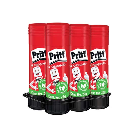 Lápiz adhesivo Pritt en barra de 22 grs charola con 6 piezas