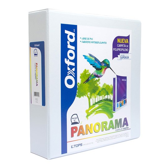Carpeta panorámica Oxford carta blanca herraje de 2 pulgadas "D"