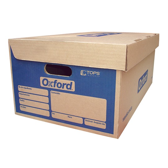 Caja para archivo Oxford Kraft oficio tapa integrada tipo cofre
