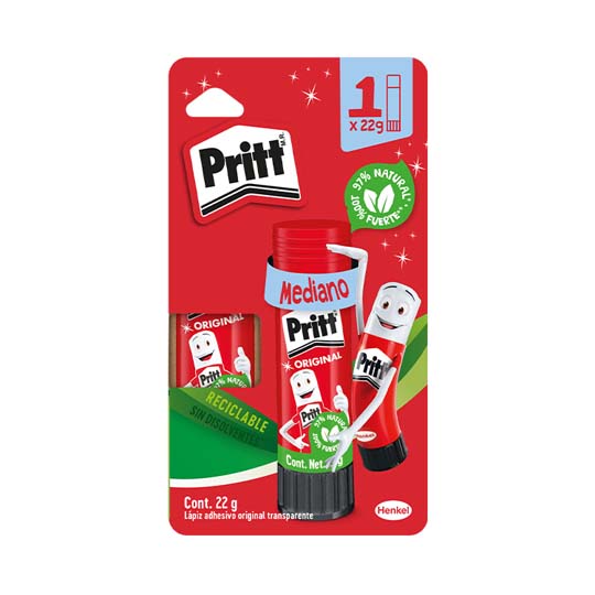 Lápiz adhesivo Pritt en barra de 22 grs con 1 pieza