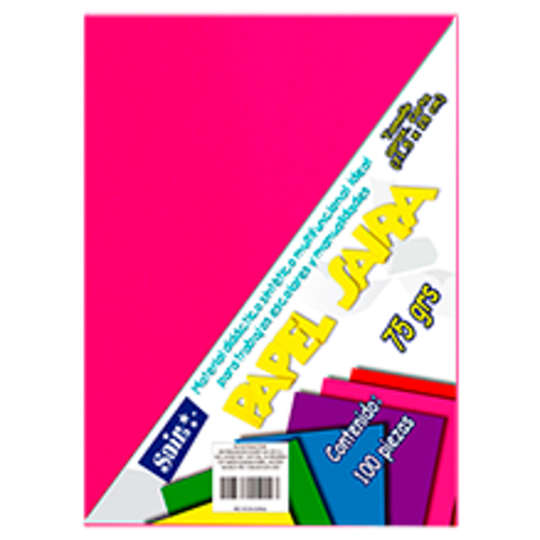 Paquete de Hojas de Color Saira Tamaño Carta Rosa Mexicano 75 Grs 100 Hojas