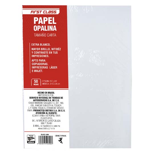 Papel opalina Dietrix 50 hojas tamaño carta 125 GR