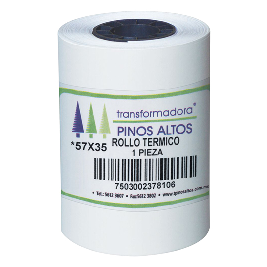 Rollo de Papel Térmico Pinos Altos 57 X 35 Mm Caja con 300 Rollos a Granel