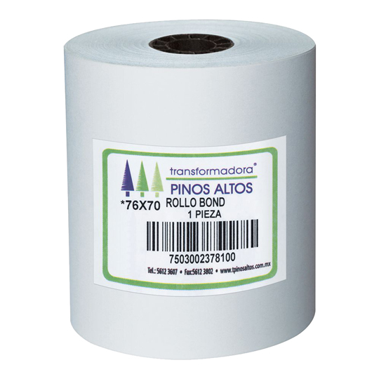 Rollo de Papel Bond Pinos Altos 76 X 70 Mm Caja con 1 Pieza