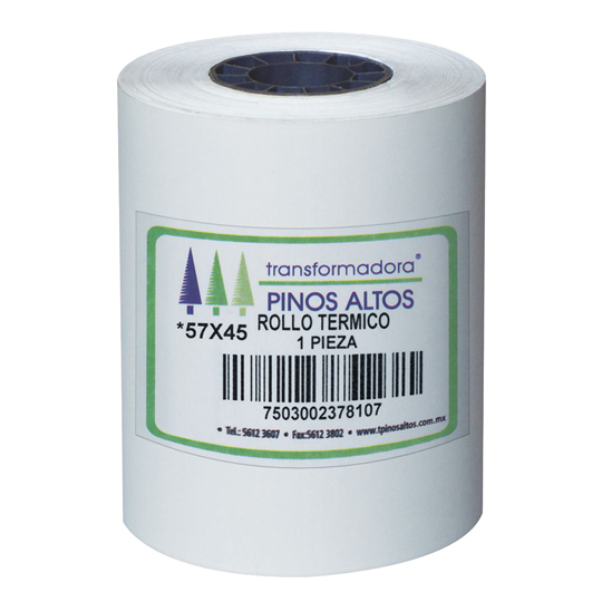 Rollo de Papel Térmico Pinos Altos 57 X 45 Mm Caja con 200 Rollos a Granel
