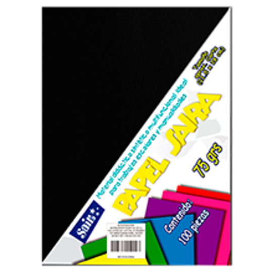 Paquete de Hojas de Color Saira Tamaño Carta Negro 75 Grs 100 Hojas