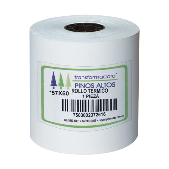 Rollo de Papel Térmico Pinos Altos 57 X 60 Mm Caja con 50 Rollos a Granel