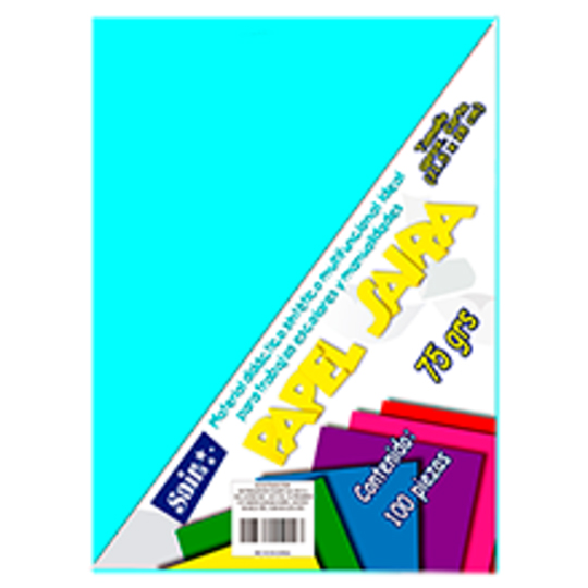 Paquete de Hojas de Color Saira Tamaño Carta Azul Pastel 75 Grs 100 Hojas