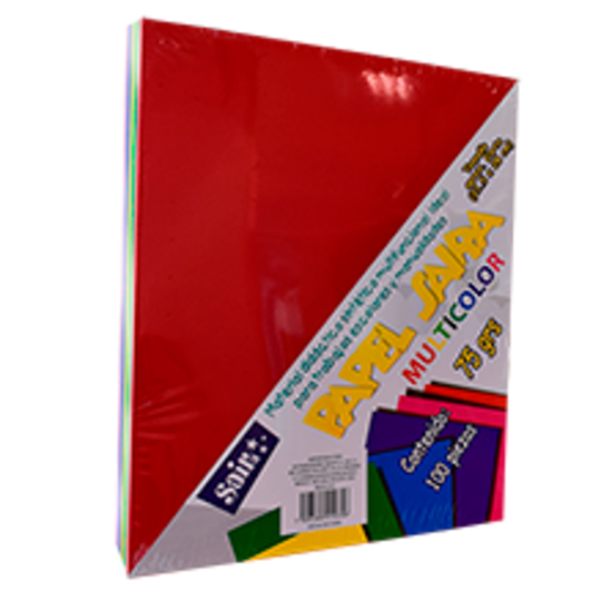 Paquete de hoja de color saira tamaño carta multicolor 100 hojas fuertes