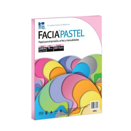 Paquete de hojas de color Facia Pastel tamaño carta color rosa 75gr 100 hojas