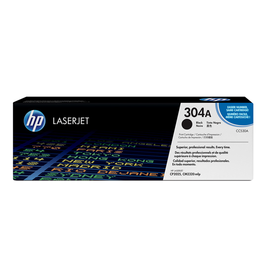 Cartucho de tóner negro HP 304a.