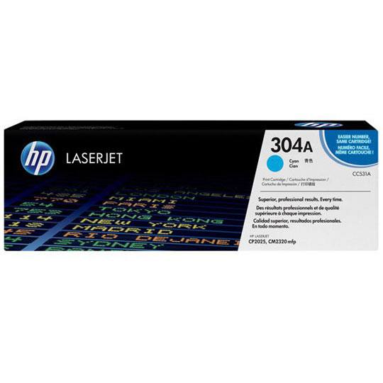 Cartucho de tóner cian HP 304a.