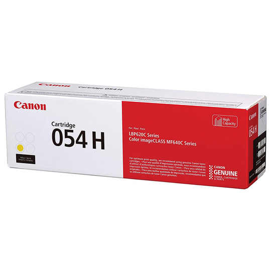 Tóner Canon cartridge 054H alto rendimiento, color amarillo, rendimiento de 230