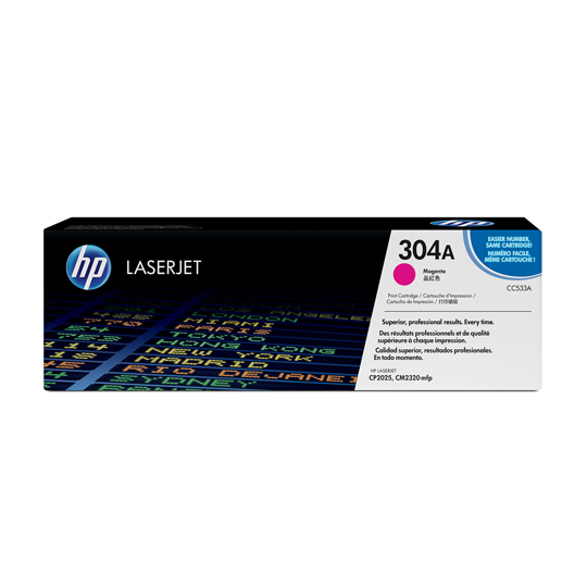 Cartucho de tóner magenta HP 304a.