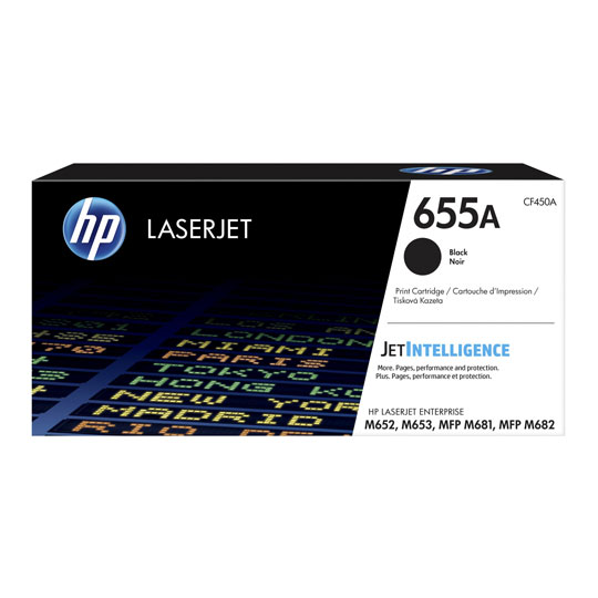 Cartucho de tóner negro HP 655a.