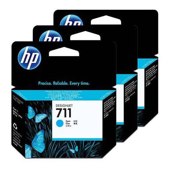 HP 711 Paquete de 3 Cartuchos de Tinta Cian 29ML para HP Designjet T120 y HP Des