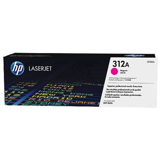 Cartucho de tóner magenta HP 312a.