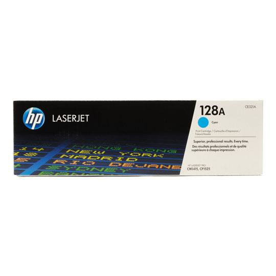 Cartucho de tóner cian HP 128a.