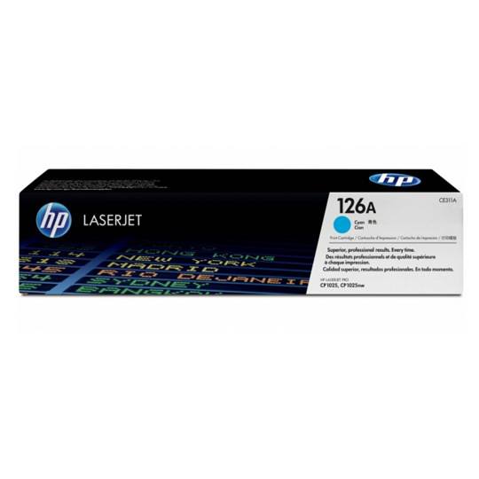 Cartucho de tóner cian HP 126a.