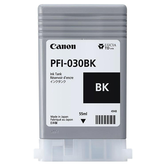 CARTUCHO DE TINTA CANON PFI-030 DE COLOR NEGROCON UNA CAPACIDAD DE 55ML PARA I
